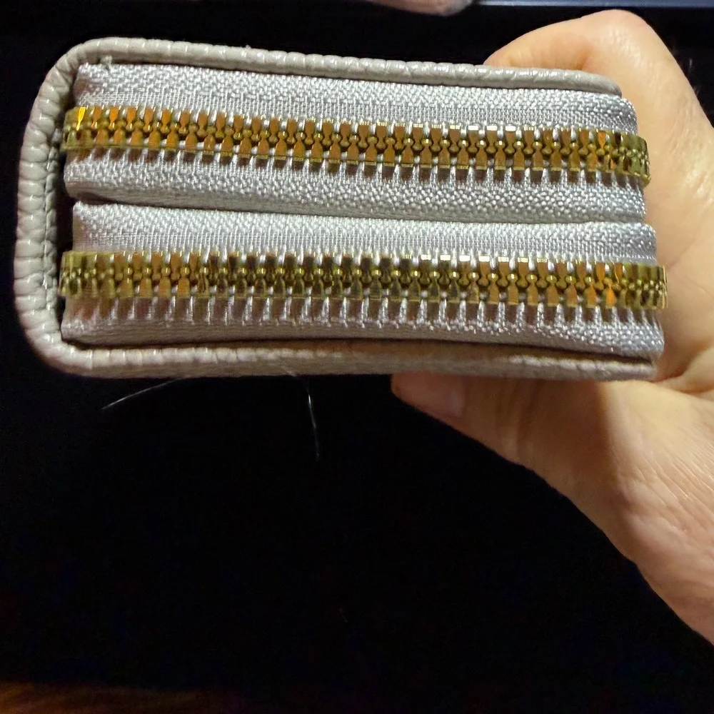 Dachshund Wallet Women Small Beige New Double Zip‎ Accordion